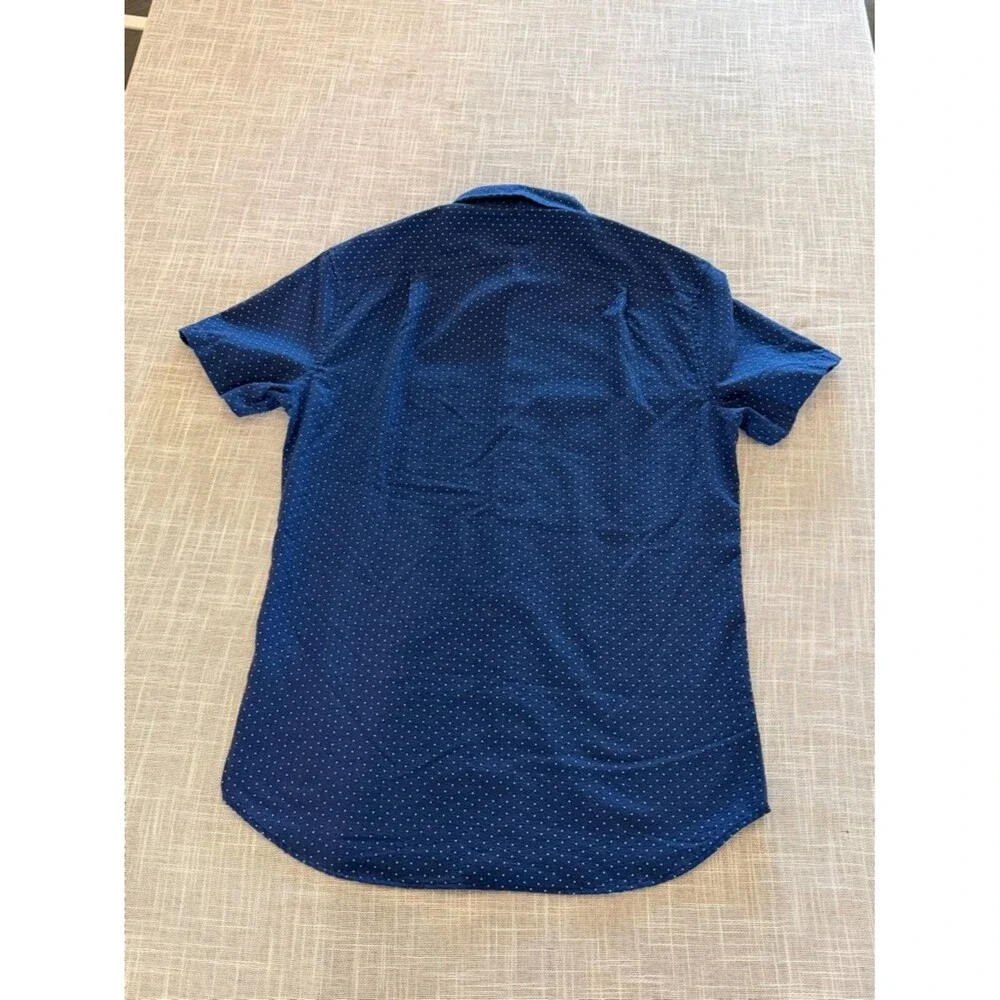 J.Crew Seersucker Shirt Mens Small Blue Polka Dot Slim Fit